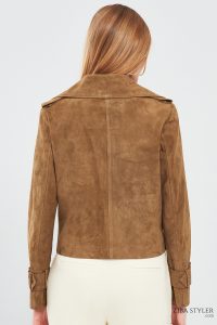 کت چرم جیر خردلی زنانه پورتوفینو دری مد