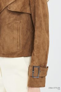 کت چرم جیر خردلی زنانه پورتوفینو دری مد