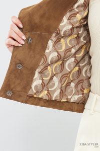 کت چرم جیر خردلی زنانه پورتوفینو دری مد