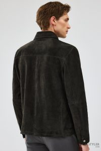 کت چرم جیر یقه پیراهن مشکی مردانه Enzo دری مد