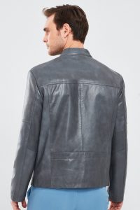 کت چرم خاکستری مردانه لری دری مد