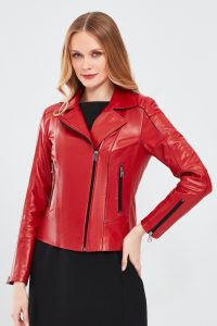 کت چرم قرمز زنانه کیارا دری مد