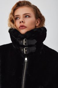 کت چرم مخمل دار مشکی زنانه آنابل دری مد