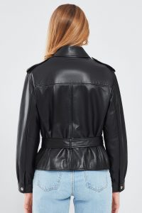 کت چرم مشکی زنانه مایا دری مد