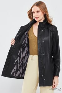 کت چرم مشکی زنانه ویتنی دری مد