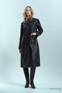 کت چرم مشکی طرح کروکودیلی زنانه کولت دری مد