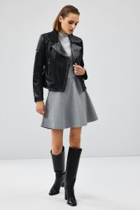 کت چرم موتورسواری مشکی زنانه موناکو دری مد