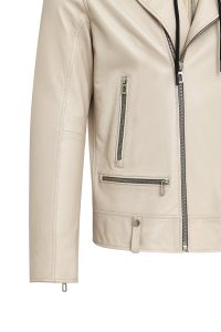 کت چرم موتورسواری کلاهدار بژ مردانه باتلر دری مد