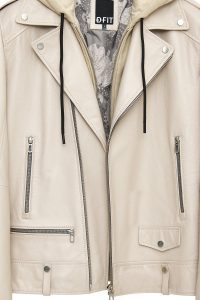 کت چرم موتورسواری کلاهدار بژ مردانه باتلر دری مد