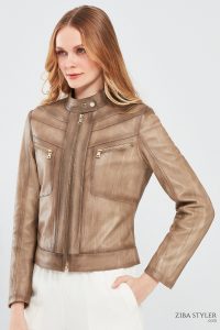 کت چرم کوتاه طبیعی بژ زنانه جودی دری مد