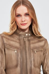 کت چرم کوتاه طبیعی بژ زنانه جودی دری مد