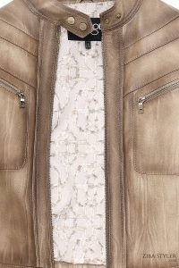 کت چرم کوتاه طبیعی بژ زنانه جودی دری مد