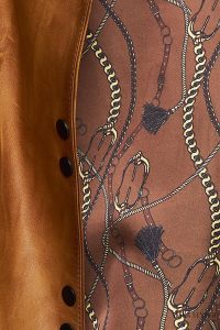 کت چرم یقه استند قهوه ای زنانه لوپز دری مد