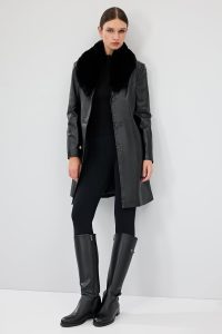 کت چرمی بلند خز مشکی زنانه کریستینا دری مد