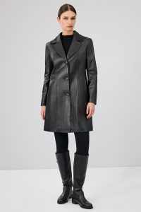 کت چرمی بلند خز مشکی زنانه کریستینا دری مد