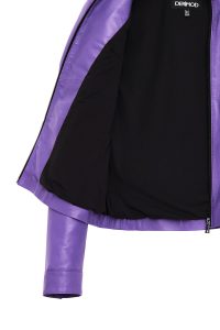 کت چرمی زنانه بنفش کوتاه Linda دری مد