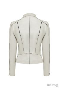 کت چرمی زنانه بژ بایکر جذب Kiara دری مد