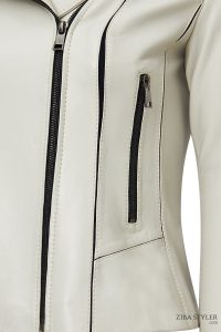 کت چرمی زنانه بژ بایکر جذب Kiara دری مد