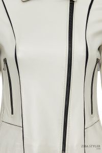 کت چرمی زنانه بژ بایکر جذب Kiara دری مد