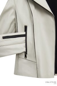 کت چرمی زنانه بژ بایکر جذب Kiara دری مد