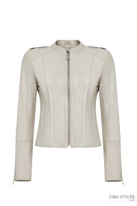 کت چرمی زنانه بژ کوتاه جذب Cherie دری مد