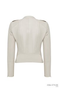 کت چرمی زنانه بژ کوتاه جذب Cherie دری مد