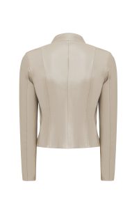 کت چرمی زنانه بژ کوتاه Taya دری مد