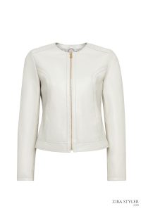 کت چرمی زنانه بژ کوتاه Zoey دری مد