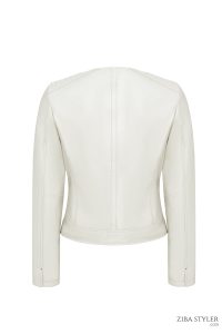 کت چرمی زنانه بژ کوتاه Zoey دری مد