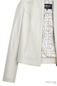 کت چرمی زنانه بژ کوتاه Zoey دری مد