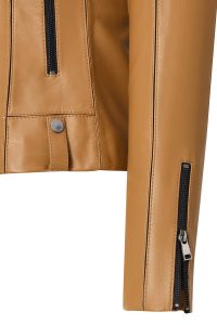 کت چرمی زنانه شتری بایکر کوتاه Bella دری مد