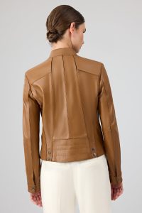 کت چرمی زنانه شتری کوتاه Linda دری مد