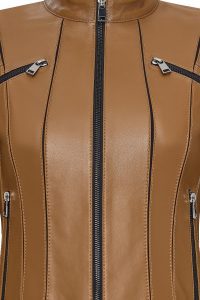 کت چرمی زنانه شتری کوتاه Linda دری مد