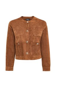 کت چرمی زنانه قهوه ای کوتاه جیر Lavinia دری مد