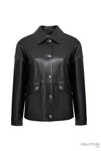 کت چرمی زنانه مشکی اوور سایز Susan دری مد