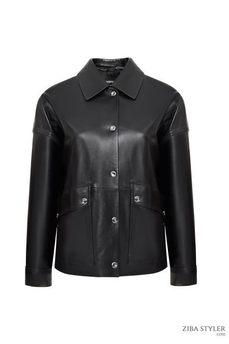 کت چرمی زنانه مشکی اوور سایز Susan دری مد