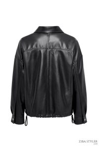 کت چرمی زنانه مشکی اوور سایز Susan دری مد