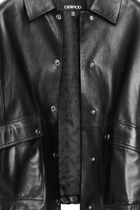 کت چرمی زنانه مشکی اوور سایز Susan دری مد