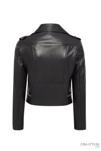 کت چرمی زنانه مشکی بایکر کوتاه Eliza دری مد