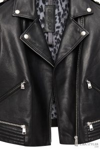 کت چرمی زنانه مشکی بایکر کوتاه Eliza دری مد