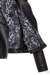 کت چرمی زنانه مشکی بایکر کوتاه Eliza دری مد