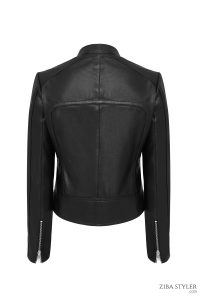 کت چرمی زنانه مشکی بایکر کوتاه Nova دری مد