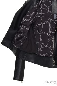 کت چرمی زنانه مشکی بایکر کوتاه Nova دری مد