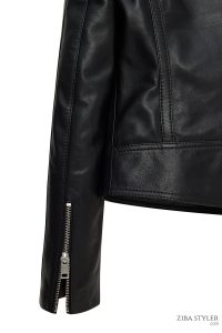 کت چرمی زنانه مشکی بایکر کوتاه Nova دری مد
