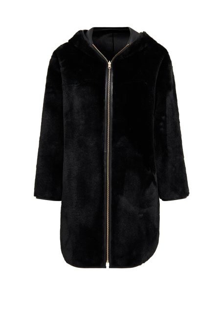 کت چرمی زنانه مشکی تدی کلاه‌دار Artesina دری مد