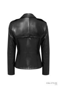 کت چرمی زنانه مشکی کوتاه Giselle دری مد