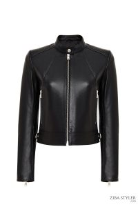 کت چرمی زنانه مشکی کوتاه Missy دری مد