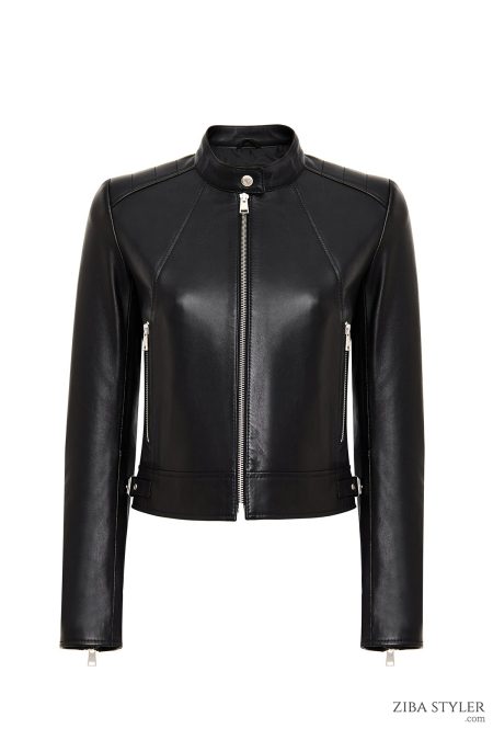 کت چرمی زنانه مشکی کوتاه Missy دری مد