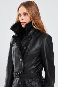 کت چرمی شرلینگ مشکی زنانه برندا دری مد