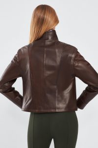 کت چرمی قهوه ای زنانه Edwina با آستین های جداشدنی دری مد
